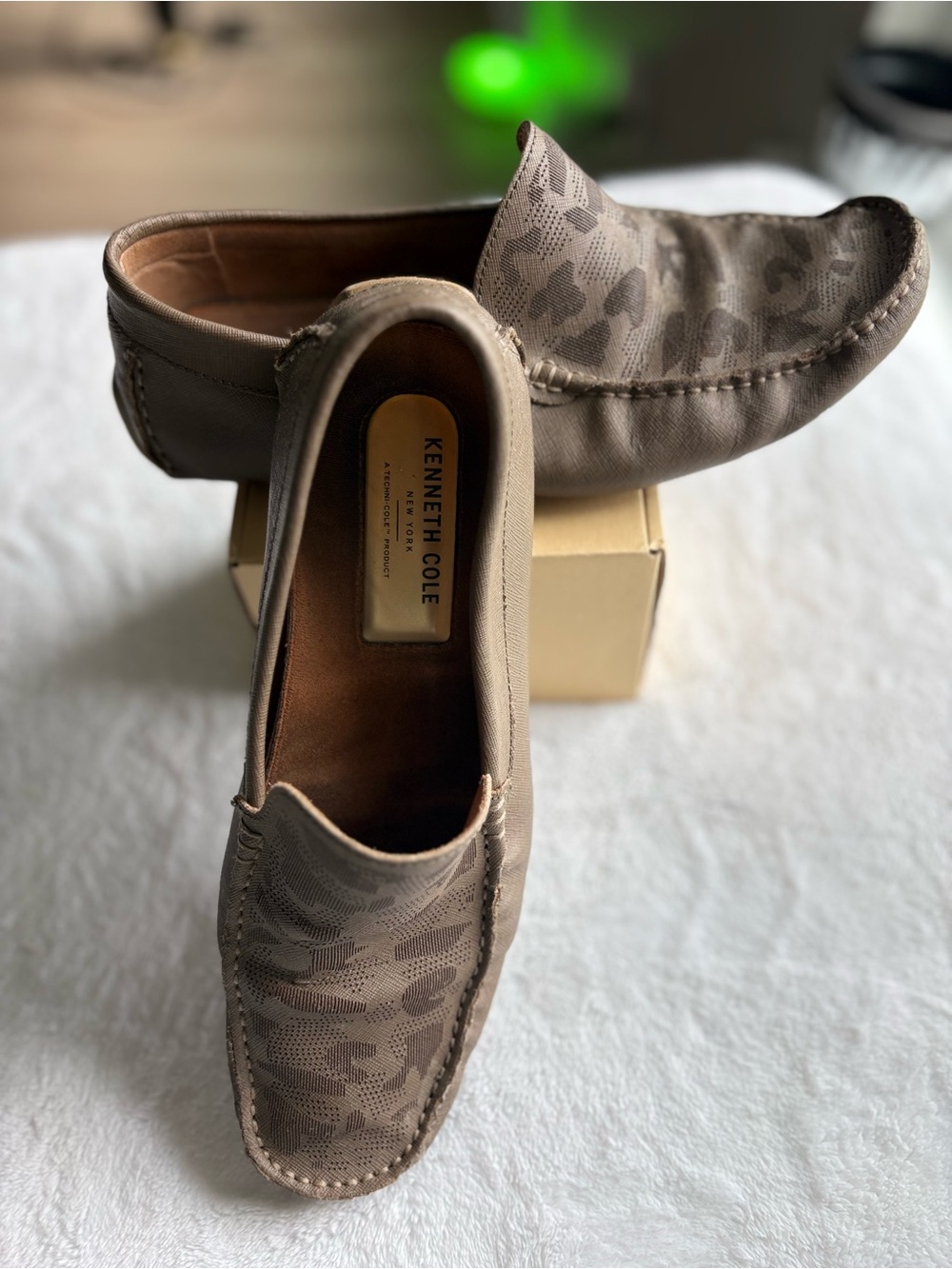 Kenneth Cole New York Taupe Patterned Slip-Ons